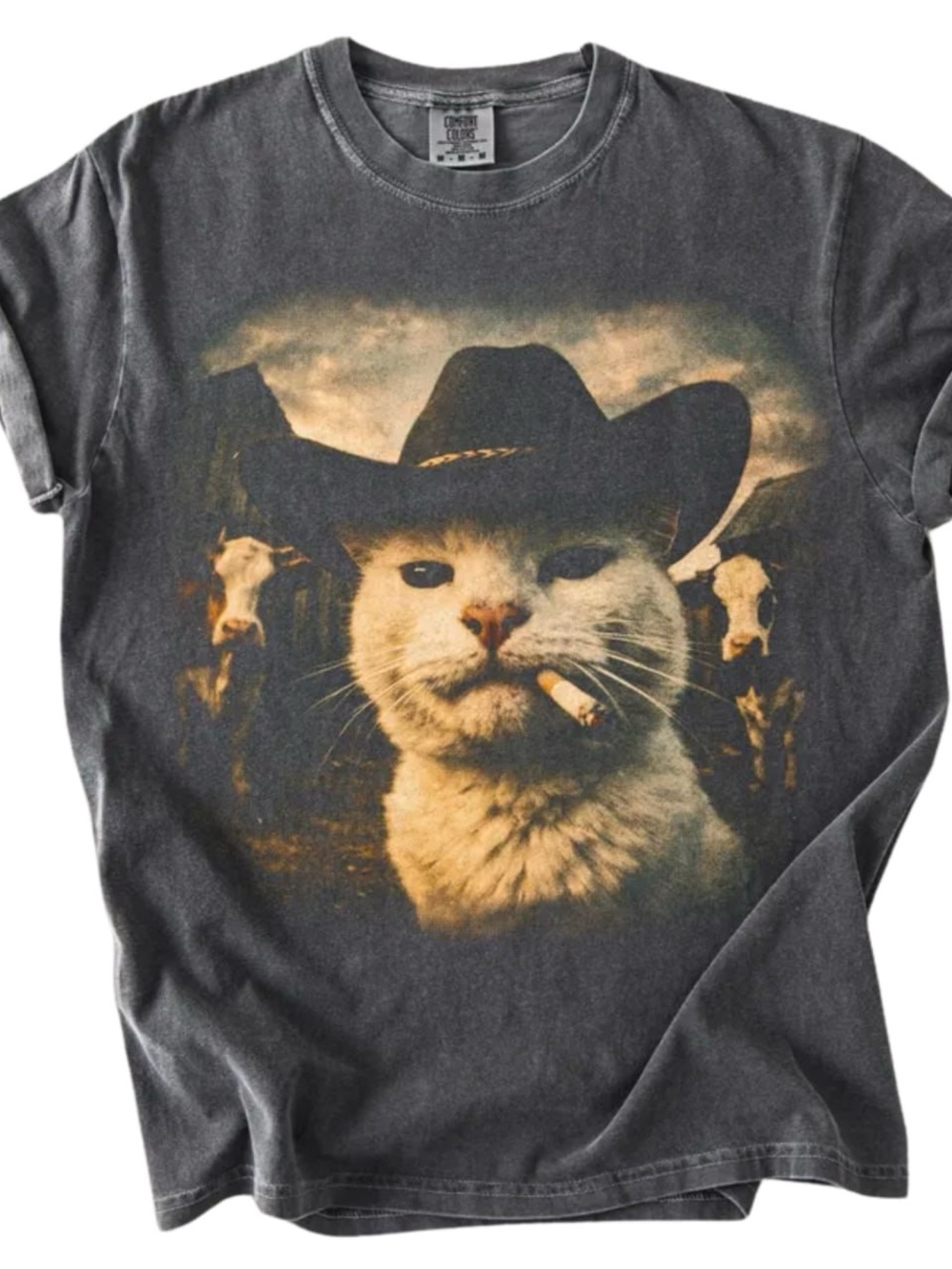 Comfort Colors Pepper Graphic Cat Cowboy Tee